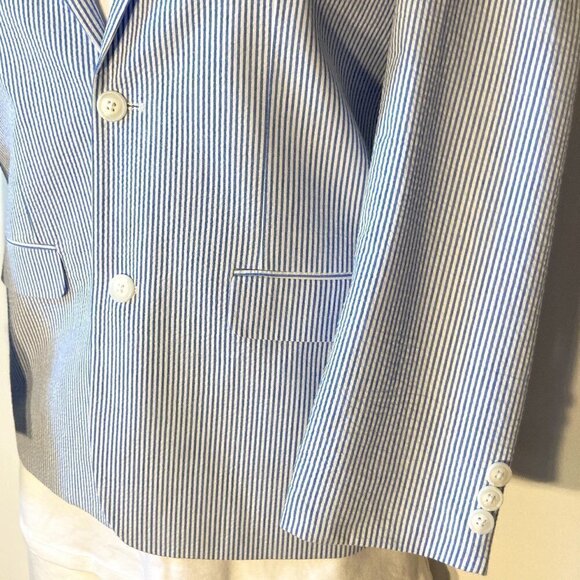 Class Club NWT SZ 14/16 Blue & White Tailored Classic seersucker blazer - Picture 3 of 10